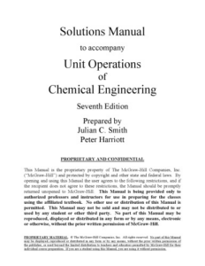 Solutions Manual: Unit Operations of Chemical Engineering, 7th Edition – Warren McCabe, Julian Smith, Peter Harriott